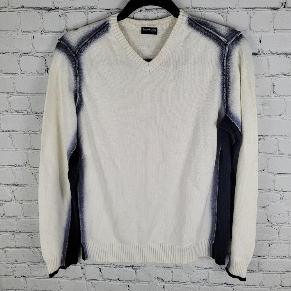 BRUNO BANANI | v-neck casual knit cotton blend long sleeve casual sweater